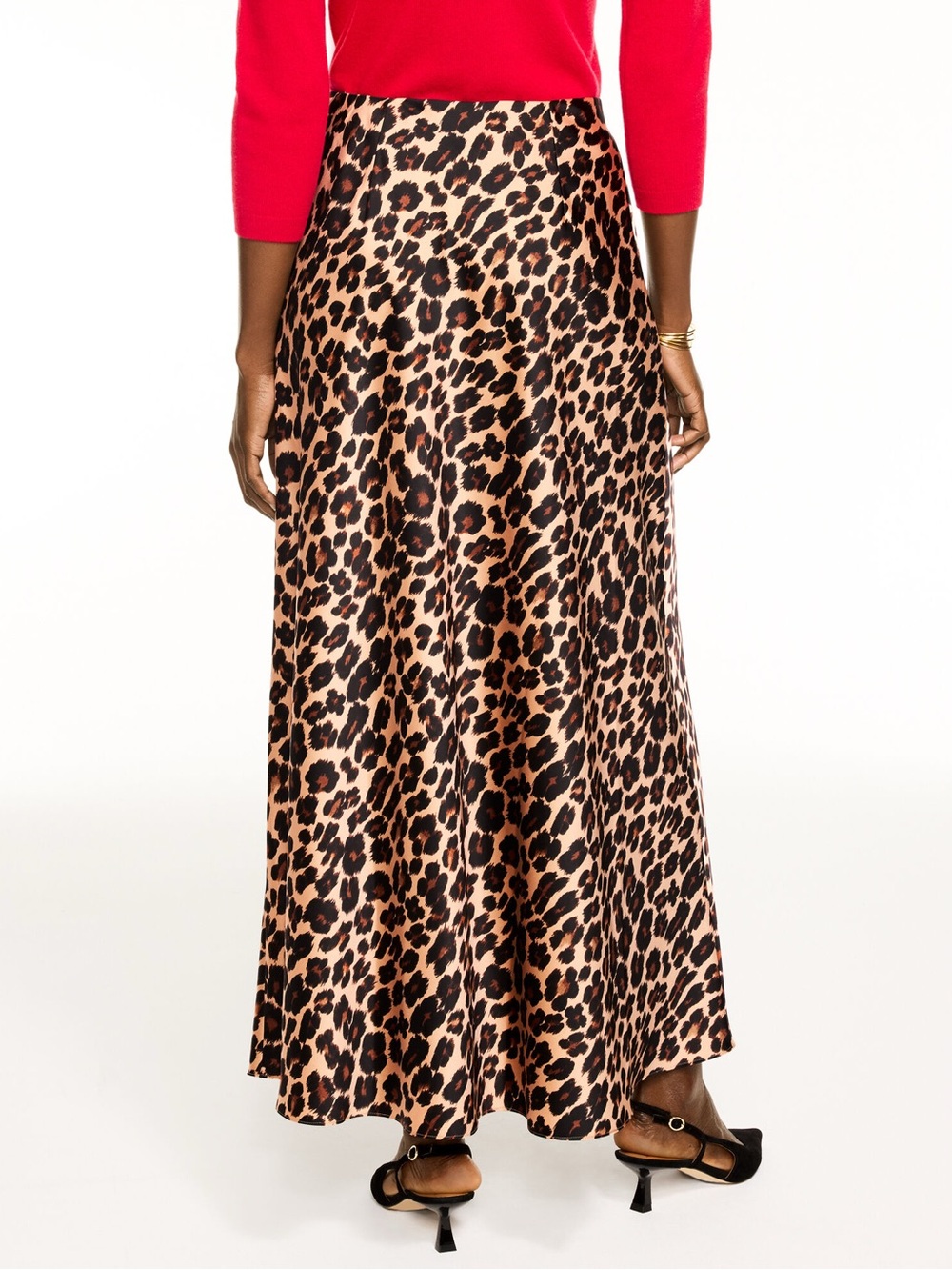 Talbots Satin Maxi Skirt OPULENT OCELOT Leopard Animal Print 16 Elegant Luxury - Picture 3 of 12